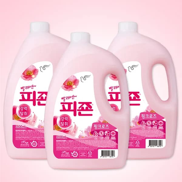 피죤 섬유유연제 강력탈취 핑크로즈 3.1L 3개