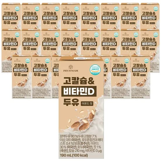 파이토메이드 고칼슘&비타민D 두유 아몬드 잣 190ml 24개