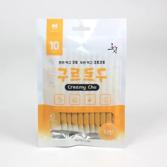 초심 구르구르 크리미츄 짜먹는 고양이 츄르간식 가수분해 치킨, 12g, 11개입