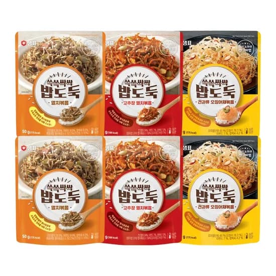 샘표 쓱쓱싹싹 밥도둑 멸치볶음 외 2종 50g 6개 1세트