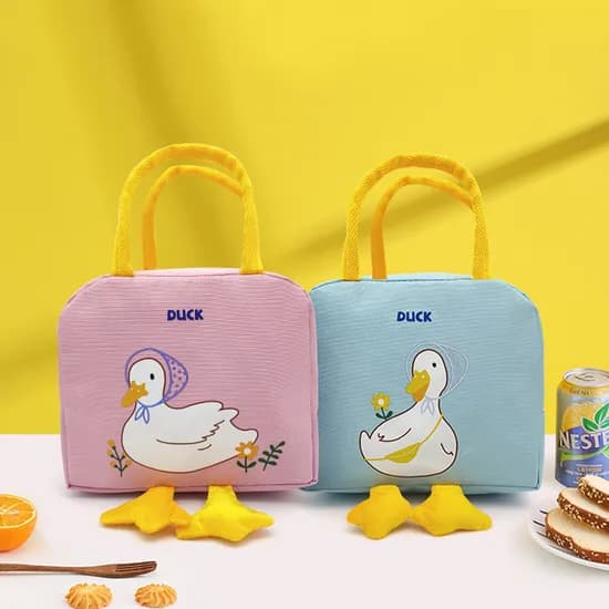 오리 보온보냉 런치백, 옐로우, 1개