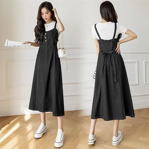 더벨러리 여성 생지 데님 원피스 BKO4008 진청 L 1개