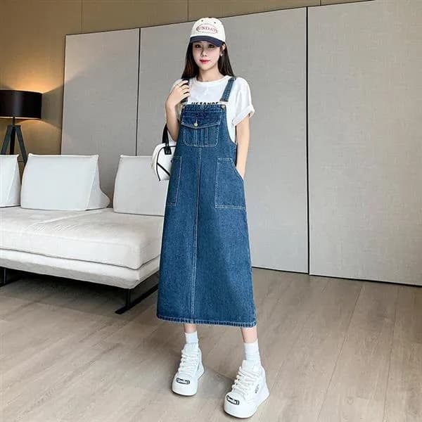 더벨러리 여성 멜빵 데님 롱원피스 BKO4007 진청 XL 1개 34,224원