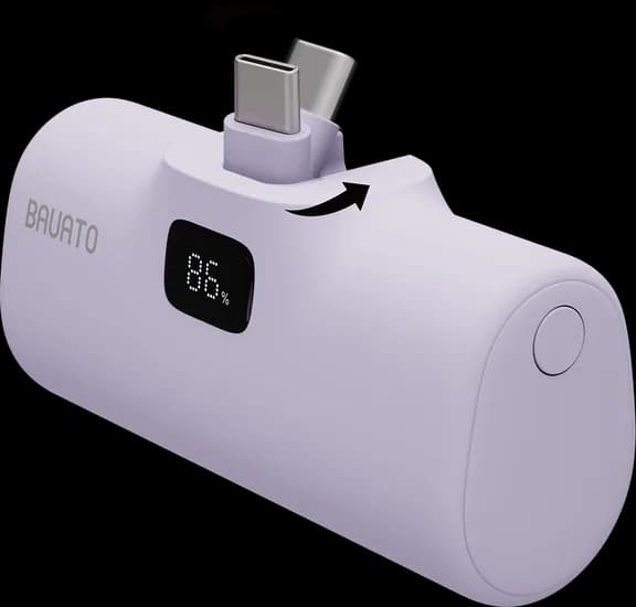 바우아토 단자 접이식 도킹형 보조배터리 PD 20W 5000mAh C타입 파스텔퍼플 02011