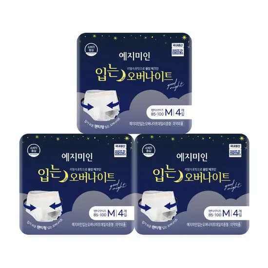 예지미인 입는 오버나이트 중형 4개입 3팩 9,990원