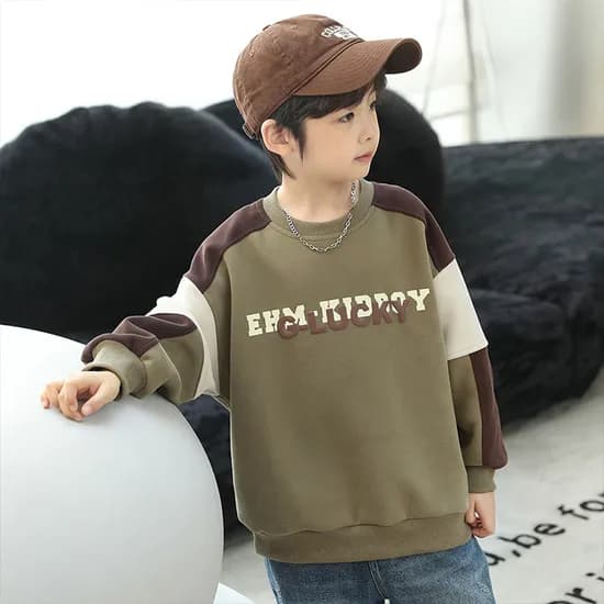 러키 오버핏 맨투맨 카키 150