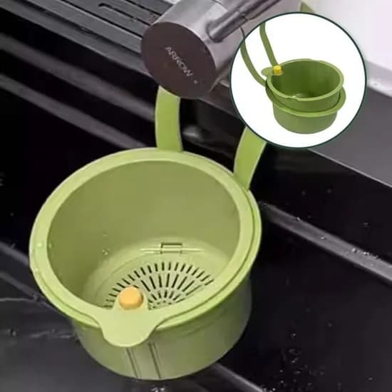 WSina 걸이형 원터치 싱크대 거름망 거치대, 그린, 1개