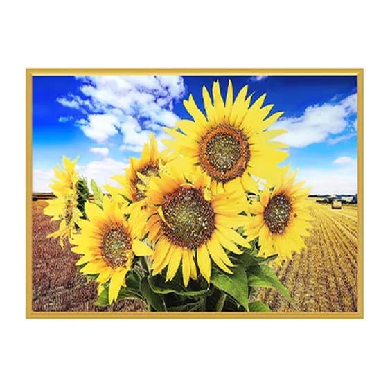 재물을 부르는 해바라기 풍수 인테리어 황금 보석 액자, 해바라기와 노을, 60x40cm, 1개