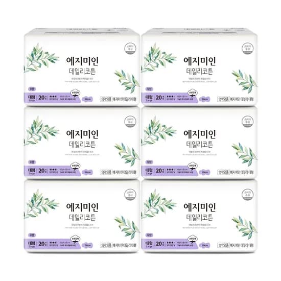 예지미인 데일리코튼 생리대 대형 20개입 6팩