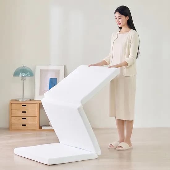 베네베딩 밸런스 쿠션젤 3단 접이식 메모리폼 토퍼 침대 바닥 매트리스, 화이트, 슈퍼싱글, 6cm