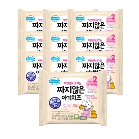 덴마크 짜지않은 아기치즈, 19개월-48개월, 2단계, 170g, 10개