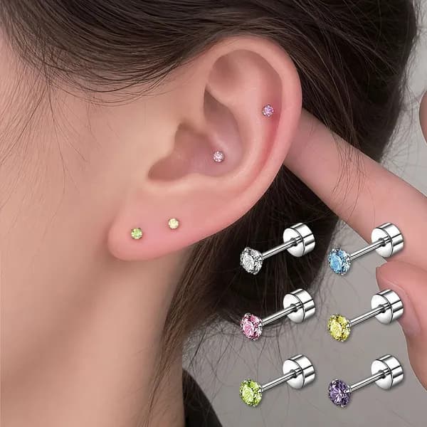 이너원 의료용 티타늄 2mm 미니 큐빅 피어싱 바이올렛 1개
