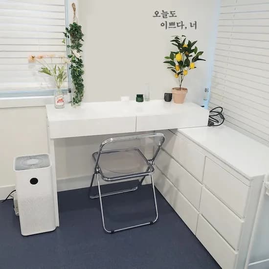 원마인드 비비 확장형 화장대겸책상 수납화장대 세트 화이트