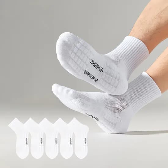 꿈꾸는 아재 남성 스포츠 양말, 화이트, 중목, 5켤레