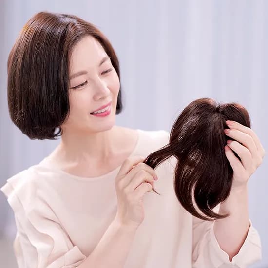 감쪽이 수제 인모 가발 자연검정 18~20cm 1개