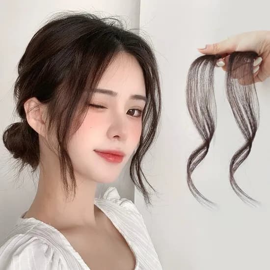 S자 앞머리 피스 부분 가발 SD-240527, 흑갈색, 2개입