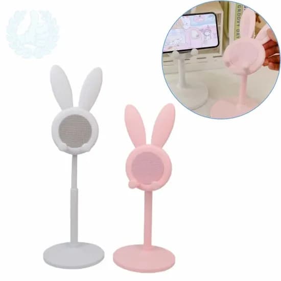 핑크 토끼 침대 탁상용 스마트폰 핸드폰 거치대 화이트 1개