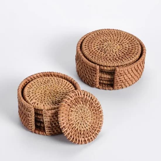 라탄 컵받침 티코스터, 8cm, 1개