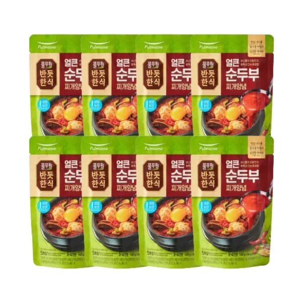 풀무원 반듯한식 얼큰순두부찌개양념 140g 8개