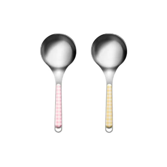 네바 체크 미니 다용도 국자 핑크옐로우 22cm 2개