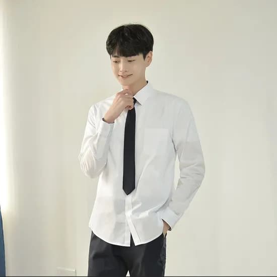 빅사이즈 남성 화이트 셔츠 파랑체크 교복 XL 1개