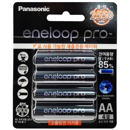 파나소닉 에네루프 PRO 충전지 AA 2550 4개입 1개