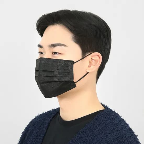 바른마스크 특대형 일회용 덴탈 컬러 마스크 블랙 50매 1박스