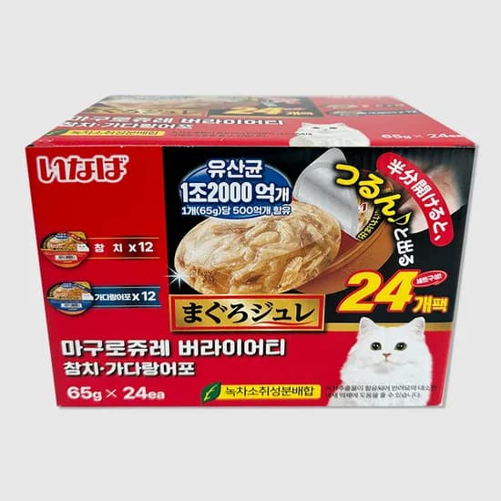 이나바 마구로쥬레 유산균 고양이간식, 참치, 가다랑어포, 65g, 24개