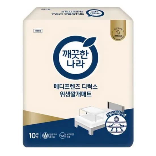 깨끗한나라 메디프렌즈 디럭스 위생깔개매트 대형 600x750mm 10입 10팩