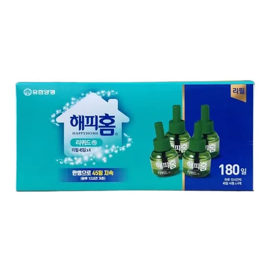 유한양행 해피홈 리퀴드 리필 45일 45ml 4개 1세트