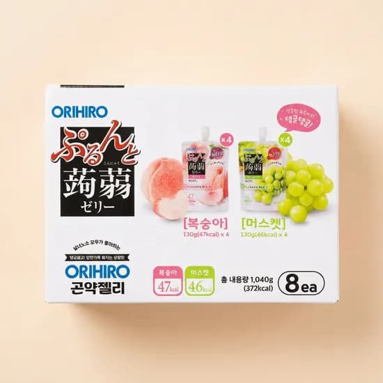 오리히로 곤약젤리 복숭아 머스캣 130g 8개