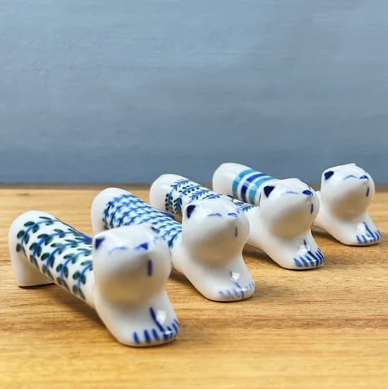 고양이 수저받침 블루 4개입 1세트