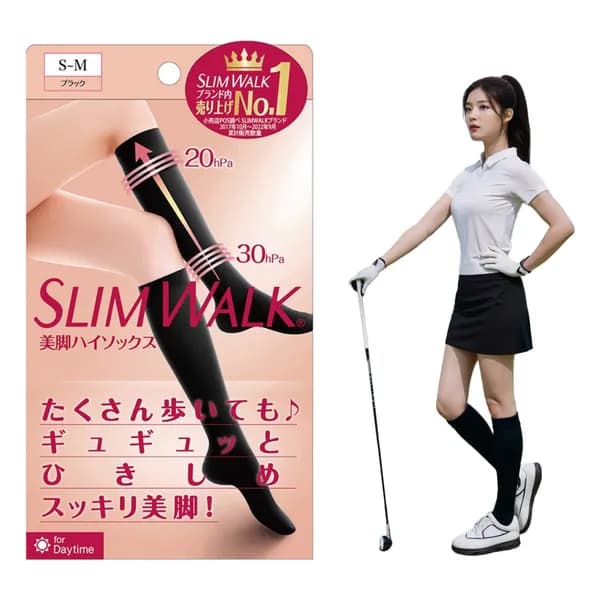 슬림워크 종아리 발목 압박 니삭스 반스타킹 블랙 M-L 1개