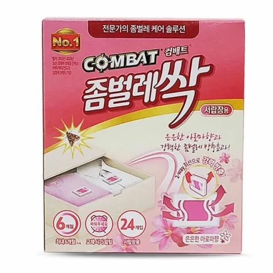 컴배트 좀벌레싹 서랍장용 은은한 아로마향 좀벌레 방충제 0.5g 24개입 1개