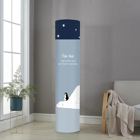 원형 스탠드 에어컨 커버 북극곰 40x185cm