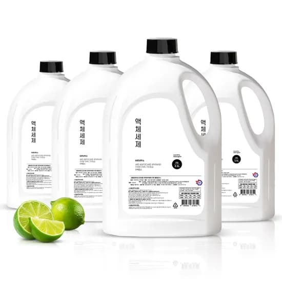 바른세탁소 액체세제 라임향, 2.5L, 4개