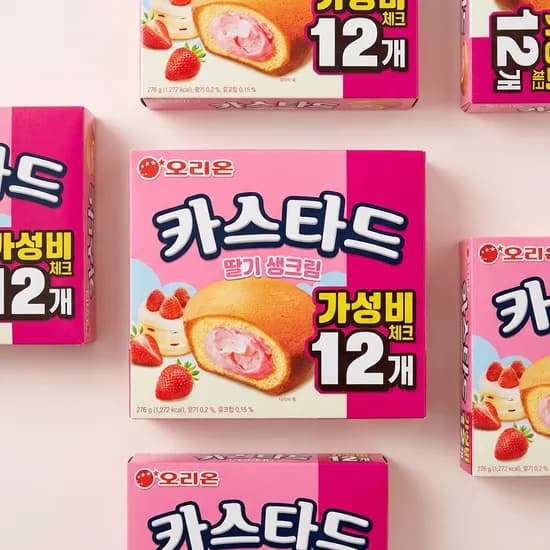 오리온 카스타드 딸기 생크림 276g 4개