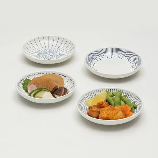 모루 일본풍 도자기 앞접시 세트, 단포포/하나/사쿠라/시즈쿠, 4개입, 1세트