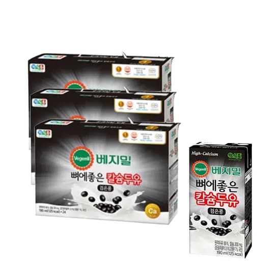 베지밀 뼈에좋은 칼슘두유, 검은콩, 190ml, 72개