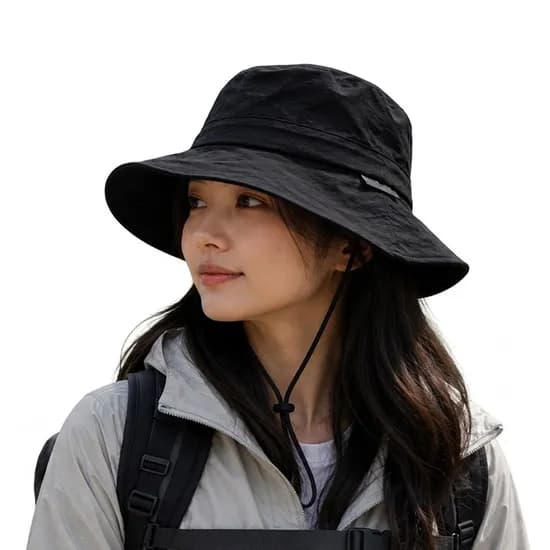 제이티니 여성 와이드 챙 아웃도어 버킷햇, 블랙, FREE, 1개