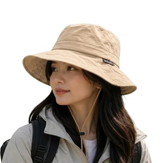 제이티니 여성 와이드 챙 아웃도어 버킷햇, 베이지, FREE, 1개