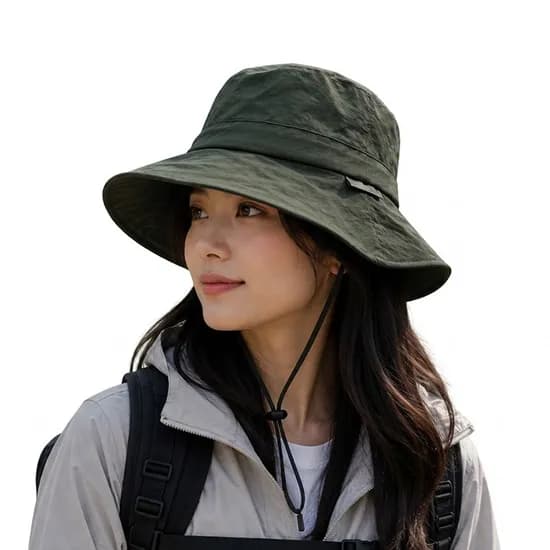 제이티니 여성 와이드 챙 아웃도어 버킷햇, 카키, FREE, 1개