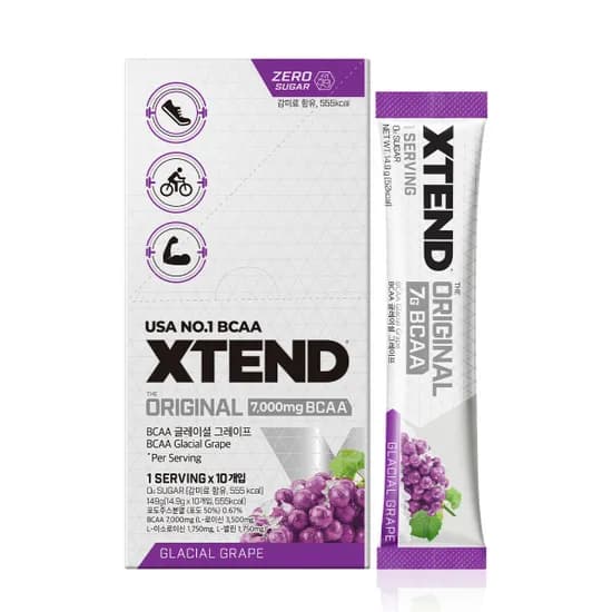 XTEND 오리지널 BCAA 글레이셜 그레이프, 포도맛, 10회분, 1박스