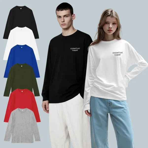 VINBER 무지 롱슬리브 티셔츠 블랙 XL