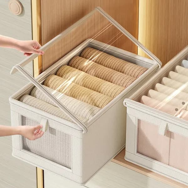 뚜껑형 폴딩 패브릭 수납함 아이보리 XL 1개 12,150원