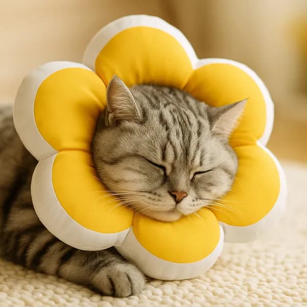 강아지 고양이 반려동물 넥카라 노랑꽃 M 1개