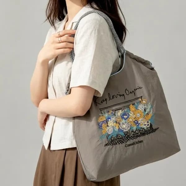 자수 에코백 만개꽃 다크그레이 M사이즈 30x35 13,900원