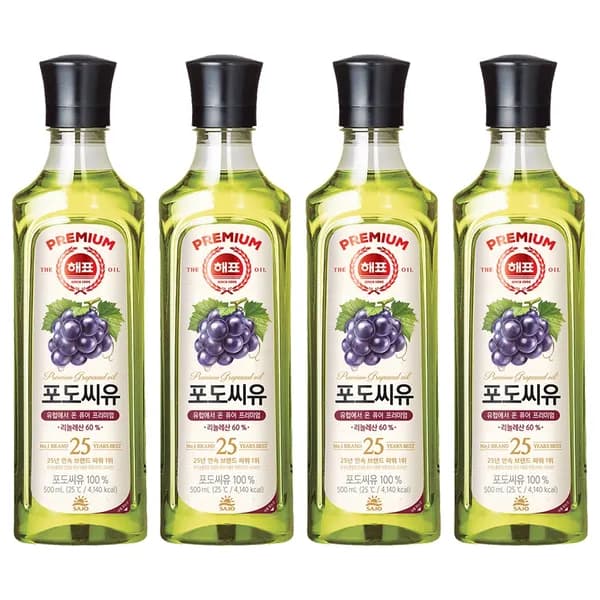 해표 포도씨유 500ml 4개 16,900원