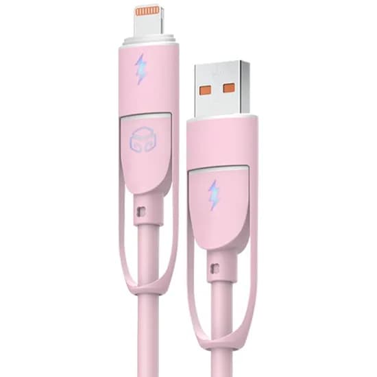 디지지 크레용 LED 60W 4IN1 초고속 멀티 충전 케이블, 베이비핑크, 120cm, 2개