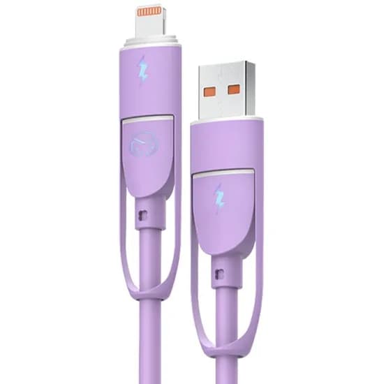 디지지 크레용 LED 60W 4IN1 초고속 멀티 충전 케이블, 라벤더퍼플, 120cm, 2개